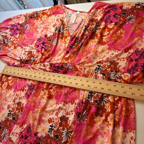 Babydoll Floral Empire Waist Tunic Sz 3X Blouse Kimono Sleeves Boho Flowy - Picture 9 of 11